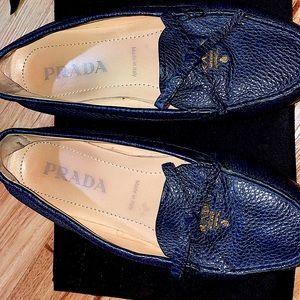 Prada bow detail leather loafers